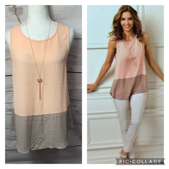 NWT Charlie Paige Color Block Chiffon Chemise Top - Picture 1 of 7